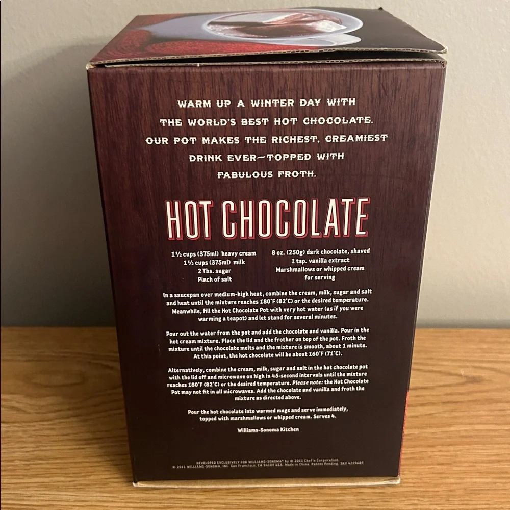 Williams - Sonoma Froth & Pour Hot Chocolate Pot (Red) 32 oz. FROTH